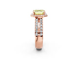 Rose gold Fancy Yellow Asscher  Halo Diamond Split Shank Engagement Ring with Prong Setting_77