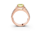 Rose gold Fancy Yellow Asscher  Halo Diamond Split Shank Engagement Ring with Prong Setting_78