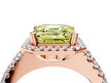 Rose gold Fancy Yellow Asscher  Halo Diamond Split Shank Engagement Ring with Prong Setting_79