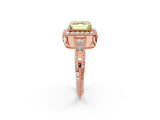 Rose gold Fancy Yellow Asscher  Halo Diamond Split Shank Ring with Milgrain Detail_32