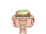 Rose gold Fancy Yellow Asscher  Halo Diamond Split Shank Ring with Milgrain Detail_35