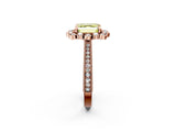Rose gold Fancy Yellow Asscher  Halo Milgrain Pave Diamond Ring with Four-Prong Setting 2