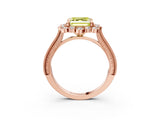 Rose gold Fancy Yellow Asscher  Halo Milgrain Pave Diamond Ring with Four-Prong Setting 3