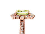 Rose gold Fancy Yellow Asscher  Halo Milgrain Pave Diamond Ring with Four-Prong Setting 5