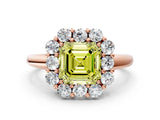 Rose gold Fancy Yellow Asscher  Halo Milgrain Solitaire with Bezel Set Side Stones and Pave Band_32