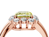 Rose gold Fancy Yellow Asscher  Halo Milgrain Solitaire with Bezel Set Side Stones and Pave Band_36