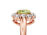 Rose gold Fancy Yellow Asscher  Halo Milgrain Solitaire with Bezel Set Side Stones and Pave Band_37