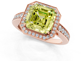 Rose gold Fancy Yellow Asscher  Halo Pavé Diamond Engagement Ring with Bezel Setting_1