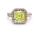 Rose gold Fancy Yellow Asscher  Halo Pavé Diamond Engagement Ring with Four-Prong Setting_26