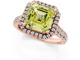 Rose gold Fancy Yellow Asscher  Halo Pavé Diamond Engagement Ring with Four-Prong Setting_27