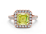 Rose gold Fancy Yellow Asscher  Halo Pavé Diamond Engagement Ring with Four-Prong Setting_3