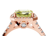 Rose gold Fancy Yellow Asscher  Halo Pavé Diamond Engagement Ring with Four-Prong Setting_30