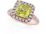 Rose gold Fancy Yellow Asscher  Halo Pavé Diamond Engagement Ring with Four-Prong Setting_4