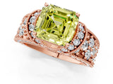 Rose gold Fancy Yellow Asscher  Halo Pave Diamond Engagement Ring with Milgrain Detailing_46