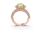 Rose gold Fancy Yellow Asscher  Halo Pave Diamond Engagement Ring with Milgrain Detailing_48