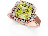 Rose gold Fancy Yellow Asscher  Halo Pave Split Shank Prong Setting Ring_100