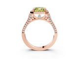 Rose gold Fancy Yellow Asscher  Halo Pave Split Shank Prong Setting Ring_102