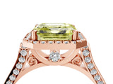 Rose gold Fancy Yellow Asscher  Halo Pave Split Shank Prong Setting Ring_103