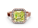 Rose gold Fancy Yellow Asscher  Halo Pave Split Shank Prong Setting Ring_99