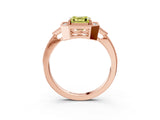 Rose gold Fancy Yellow Asscher  Halo Round Diamond Milgrain Pave Engagement Ring_6