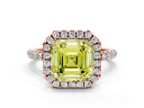 Rose gold Fancy Yellow Asscher  Halo Round Diamond Pavé Band Four-Prong Ring_3