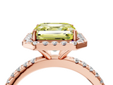 Rose gold Fancy Yellow Asscher  Halo Round Diamond Pavé Band Four-Prong Ring_7