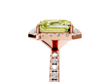 Rose gold Fancy Yellow Asscher  Halo Round Diamond Pavé Band Four-Prong Ring_8