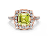 Rose gold Fancy Yellow Asscher  Halo Round Diamond Pave Band with Four-Prong Setting_57