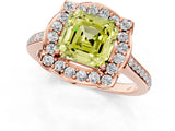 Rose gold Fancy Yellow Asscher  Halo Round Diamond Pave Band with Four-Prong Setting_58