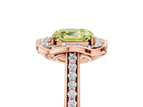 Rose gold Fancy Yellow Asscher  Halo Round Diamond Pave Band with Four-Prong Setting_62