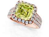 Rose gold Fancy Yellow Asscher  Halo Round Diamond Pave Band with Prong Setting 1