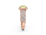 Rose gold Fancy Yellow Asscher  Halo Round Diamond Pave Band with Prong Setting 2