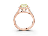 Rose gold Fancy Yellow Asscher  Halo Round Diamond Pave Band with Prong Setting 3