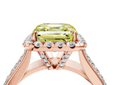 Rose gold Fancy Yellow Asscher  Halo Round Diamond Pave Band with Prong Setting 4