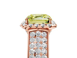 Rose gold Fancy Yellow Asscher  Halo Round Diamond Pave Band with Prong Setting 5