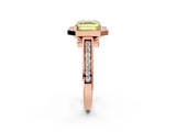 Rose gold Fancy Yellow Asscher  Halo Solitaire Diamond Ring with Pave Band and Bezel Setting_47