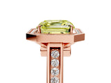 Rose gold Fancy Yellow Asscher  Halo Solitaire Diamond Ring with Pave Band and Bezel Setting_50