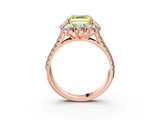Rose gold Fancy Yellow Asscher  Halo Split Shank Diamond Engagement Ring with Pave Band and Four-Prong Setting_20