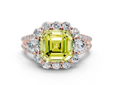 Rose gold Fancy Yellow Asscher  Halo Split Shank Diamond Engagement Ring with Prong Setting_17