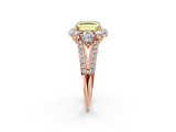 Rose gold Fancy Yellow Asscher  Halo Split Shank Diamond Engagement Ring with Prong Setting_19