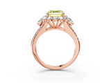 Rose gold Fancy Yellow Asscher  Halo Split Shank Diamond Engagement Ring with Prong Setting_20