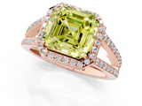 Rose gold Fancy Yellow Asscher  Halo Split Shank Diamond Ring with Four-Prong Setting_18