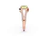 Rose gold Fancy Yellow Asscher  Halo Split Shank Diamond Ring with Four-Prong Setting_19