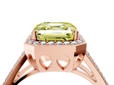 Rose gold Fancy Yellow Asscher  Halo Split Shank Diamond Ring with Four-Prong Setting_21