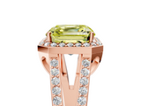 Rose gold Fancy Yellow Asscher  Halo Split Shank Diamond Ring with Four-Prong Setting_22