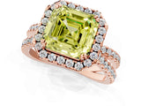 Rose gold Fancy Yellow Asscher  Halo Split Shank Diamond Ring with Pavé Setting_44