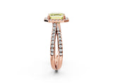 Rose gold Fancy Yellow Asscher  Halo Split Shank Diamond Ring with Pavé Setting_45
