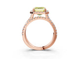 Rose gold Fancy Yellow Asscher  Halo Split Shank Diamond Ring with Pavé Setting_46