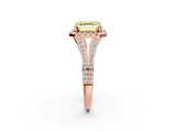 Rose gold Fancy Yellow Asscher  Halo Split Shank Diamond Ring with Prong Setting_2