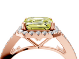 Rose gold Fancy Yellow Asscher  Halo Split Shank Diamond Ring with Prong Setting_4